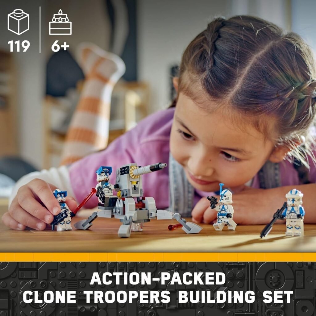 LEGO Star Wars 501st Clone Troopers Battle Pack 75345 Toy Set, Buildable AV-7 Anti Vehicle Cannon with 4 Clone Trooper Minifigures, Portable Travel Toy, Great Stocking Stuffer for Kids Ages 6+