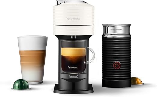 Nespresso Vertuo Next Coffee and Espresso Maker by De'Longhi with Aeroccino Milk Frother, White
