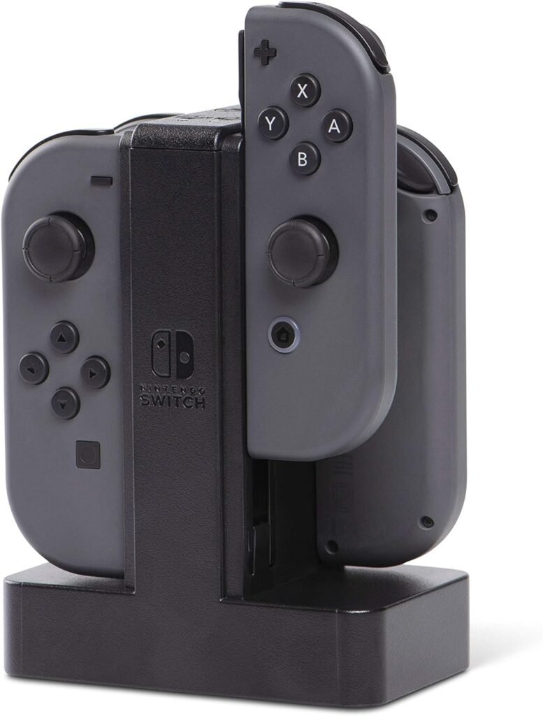 PowerA Joy-Con Charging Dock for Nintendo Switch:
Keep the fun charged! Never worry about empty controllers again with this convenient charging dock that holds and powers up your Joy-Cons.
Why & For Whom: Nintendo Switch owners who enjoy long gaming sessions, families with multiple players, those who want to keep their controllers organized and charged.
Benefits: Convenient charging solution for up to four Joy-Cons, LED lights indicate charging status, compact and portable design, prevents scratches and damage from loose controllers.