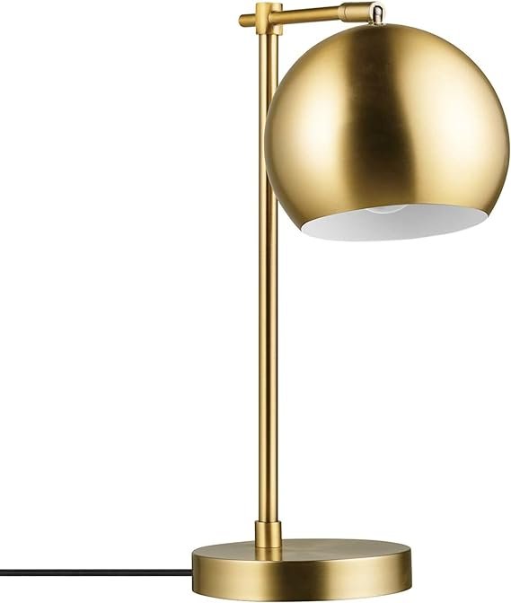 Globe Electric 52915 Molly 18" Desk Lamp, Matte Brass, Black Fabric Cord, in-Line On/Off Rocker Switch, Title 20 LED Bulb Included