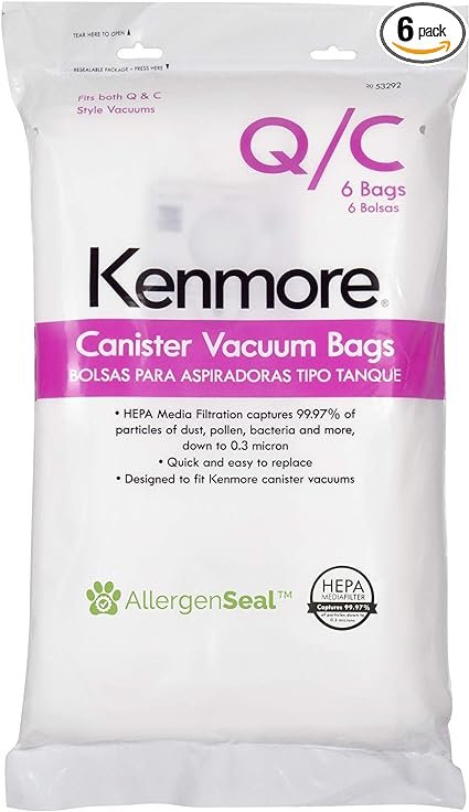 Kenmore 53292 Type Q HEPA Replacement Dust Bags for Canister Vacuum 81214, 81414, 81714, 21814, BC2005, BC3005, 81615, BC7005